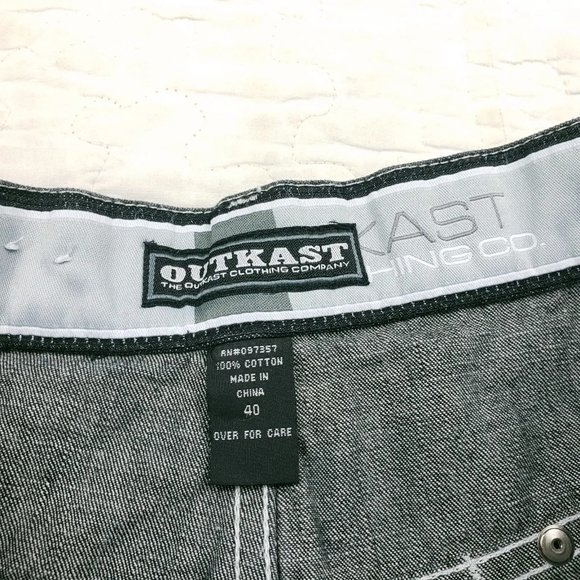 Outkast Clothing Co Denim Jean Cargo Shorts Mens Measure 38 Black - Picture 10 of 10